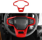 for Ford Bronco 2021 2022 + Interior Steering Wheel Panel Cover Compatible with Ford Bronco 2021 2022+ (ABS,1PC,Red)