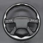 MEWANT Hand Stitched Steering Wheel Cover for Chevy Silverado 1500 2003-2006 Trailblazer White Black Faux Leather Wrap