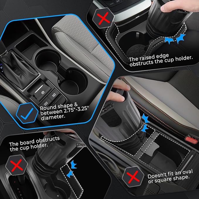 KEMIMOTO Large Car Cup Holder Expander Fits 8-40 OZ Bottles, Compatible with Hydro Flask 32/40oz, Yeti 20/26/30oz, Nalgene, Water Bottle Holder Adapter Fits Universal Vehicles, UTVs, Golf Carts, Truck