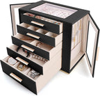 Homeanda Jewelry Box for Women with Glass Lid, 5 Drawers Jewelry Organizer and Storage for Necklaces, Rings, Earrings, Bracel