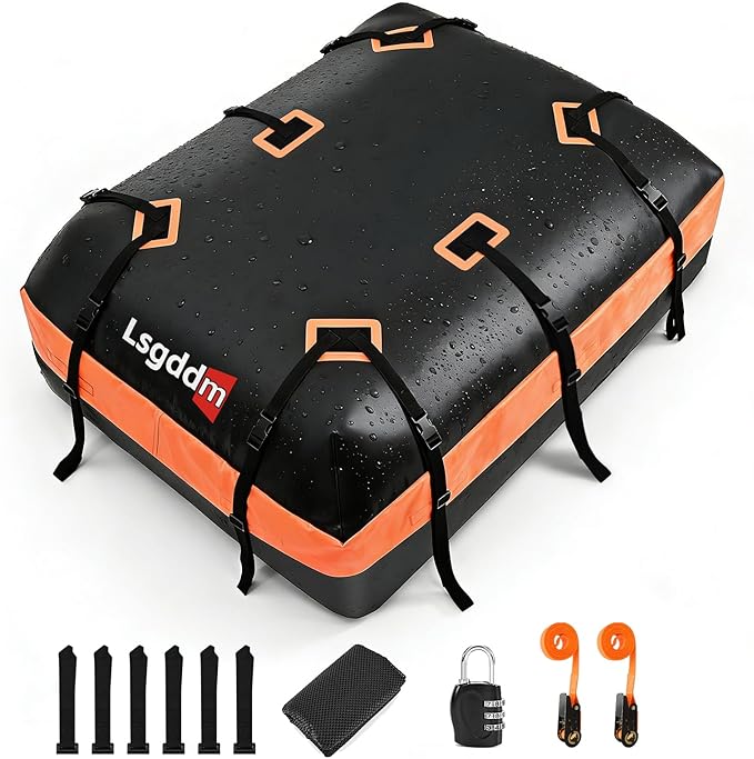 21 Cubic Ft Rooftop Cargo Carrier, Waterproof Car Roof Bag for Vehicles with or Without Rack, Soft Roof Top Luggage Bag for Travel, Camping, Moving(Soft car roof Bag, 21 Cubic feet)