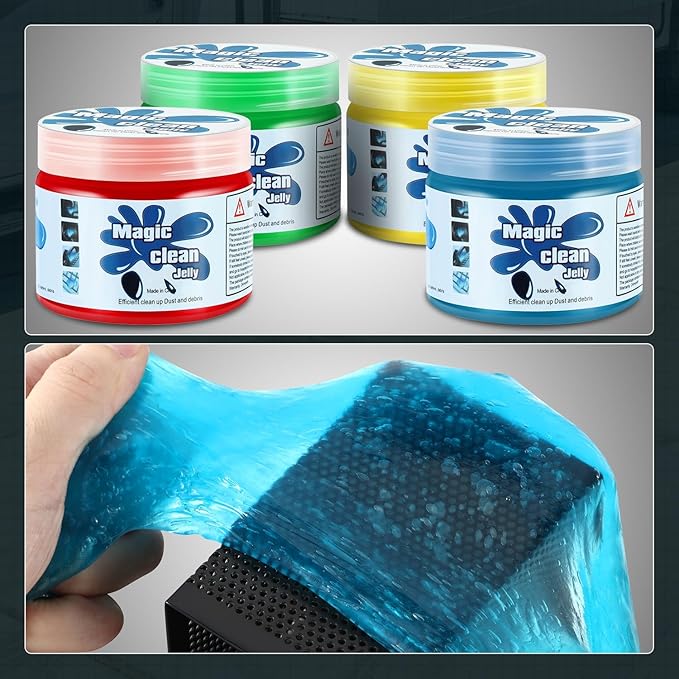 Auto Detailing Jelly Set Car Cleaning Putty - Universal Cleaning Gel for Cars, Vents, Electronics & More - Blue, Red, Green, 