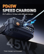 Portable 10-in-1 Car Battery Jump Starter with Air Compressor 8000A 160PSI 45W Charger, Jump Starter Jump Box (All Gas