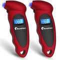 Digital Tire Pressure Gauge 2 Pack,Accurate Air Tire Gauge with Backlit LCD and Non-Slip Grip,Max 150 PSI, 4 Units Settings for Car Truck Motorcycle Bicycle,Red