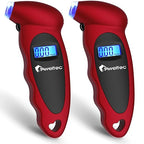 Digital Tire Pressure Gauge 2 Pack,Accurate Air Tire Gauge with Backlit LCD and Non-Slip Grip,Max 150 PSI, 4 Units Settings for Car Truck Motorcycle Bicycle,Red