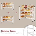 Tajsoon Expandable Shoe Rack for Closet 2 Tier, 28“-41“ Adjustable & Stackable Shoe Shelf Storage, Metal Shoe Rack Organizer 