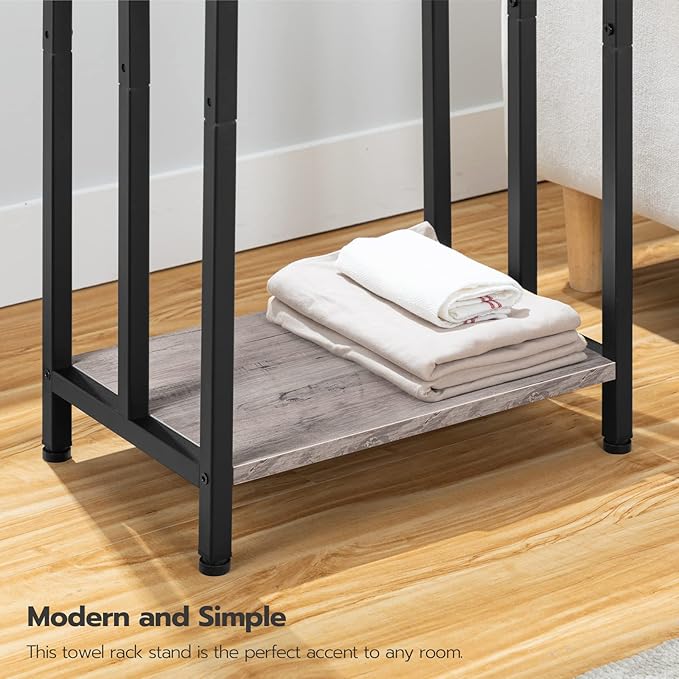 HOOBRO Free Standing Towel Rack, 3 Tier Blanket Rack, Blanket Holder for Bathroom, 16.9" L x 11" W x 31.9" H, Industrial Meta