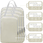 WOOMADA Compression Packing Cubes for Suitcases Travel Essentials 4 Set Expandable Travel Bags Organizer for Luggage(ivory)