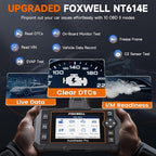 FOXWELL NT614 Elite OBD2 Scanner 4 System Code Reader Scan Engine ABS SRS Transmission, 5 Resets Oil/EPB/ABS