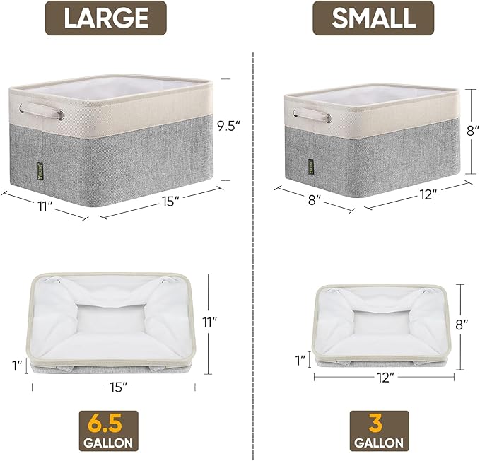 BALEINE 2 Pack Fabric Closet Storage Bins for Shelves, Linen Closet Organizers and Storage, Decorative Baskets for Organizing