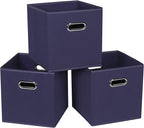 STOREONE Fabric Storage Bins Cubes Baskets Containers-(11X11X11) with Dual Handles for Shelf Closet, Nursery Home ， Bedroom O