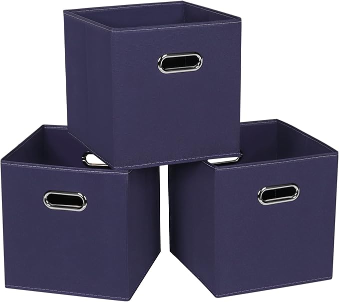 STOREONE Fabric Storage Bins Cubes Baskets Containers-(11X11X11) with Dual Handles for Shelf Closet, Nursery Home ， Bedroom O