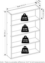 Furinno Basic Book Shelf, 4-Tier Bookcase with Open Shelf, Bookshelf, Cube Storage Organizer, 6 x 24 x 35, for Living Room, B