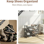3 Tier Shoe Rack - Expandable Shoe Organizer for Closet, Adjustable Metal Shoe Shelf Storage, Stackable Long Shoe Stand Holde