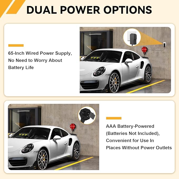 1 Pack Adjustable Garage Parking Sensor with LED Display – No-Drill Parking Aid for Cars, SUVs & Pickups, Set Stop Distance 6