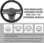 5PCS Steering Wheel Cover, with 2 Headrests, 2 Seat Belt Covers - Universal Fit for 14.5-15" Steering Wheel, Enhances Driving Experience - Perfect for Women (Black)