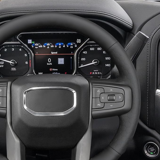 MEWANT Steering Wheel Cover for GMC Sierra 1500 / 2500 / 3500 & Yukon (XL) Hive Microfiber Leather