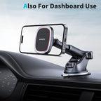 APPS2Car Magnetic Phone Mount, Dashboard & Windshield Suction Cup Car Phone Holder Mount with 6 Strong Magnets, Adjustable Telescopic Arm, Compatible with iPhone & Android Smartphones