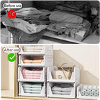CTSNSLH 5 Pack Closet Organizers Storage Box, Closet Storage Stackable Storage Bins, Plastic Drawer Basket for Wardrobe Cupbo