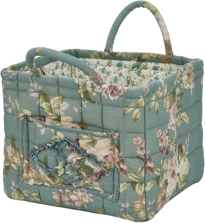 Boho Fabric Storage Basket, Large Capacity Laundry Basket, 12.2'' x 10.23'' x 10.23'' Collapsible Laundry Hamper with Easy Ca