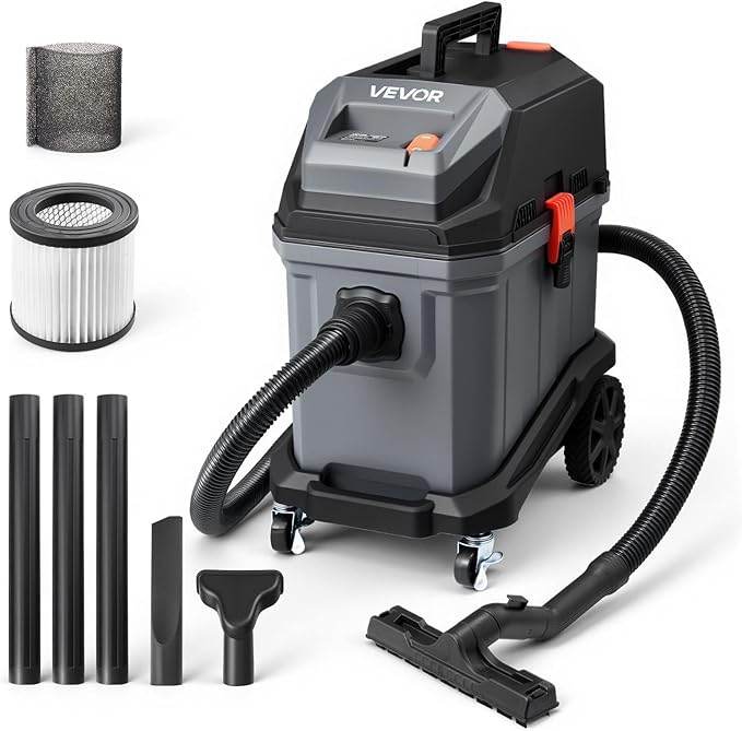 VEVOR Commercial Shop Vac, 11 Gallon Wet Dry Shop Vacuum, 5.5 Peak HP Portable with One-Button Self-Cleaning, 1350W Input, 1.