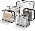 5 Pack Clear Dust Bags For Handbags,5-Sizes Purse Storage Organizers,Purse Protector Storage Bag with Zipper and Handle for c