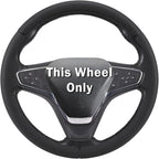 Steering Wheel Cover for Chevy Malibu 2016-2024/ Equinox 2018-2024/ Bolt EV 2017-2021/ Volt 2016-2019, Car Steering Wheel Cover Accessories for Chevrolet (Black Leather)