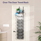 SWTYMIKI Over The Door Towel Rack - 9 Tier Towel Racks for Bathroom Wall Mounted, Towel Holder with Shelf, Hanging Rolled Tow
