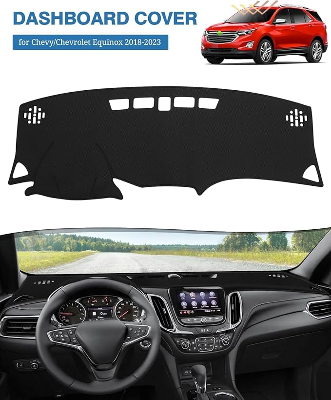 FIILINES Dash Cover for Chevy/Chevrolet Equinox 2018-2024 (Without HUD), Dashboard Mat Cover Equinox Accessories Sunshade Das