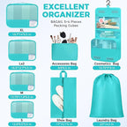 BAGAIL 9 Set Packing Cubes with Packing List Luggage Packing Organizers for Travel Accessories (Blue Green)