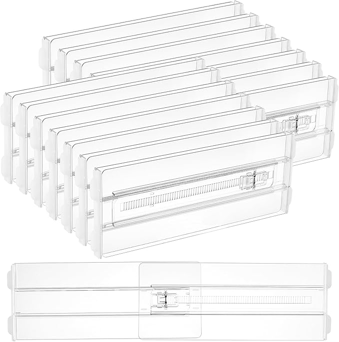 Vtopmart 14 Pack Drawer Dividers for Clothes, 4" High 10.2"-16.5" Adjustable Expandable Dresser Drawer Organizer, Clear Plast