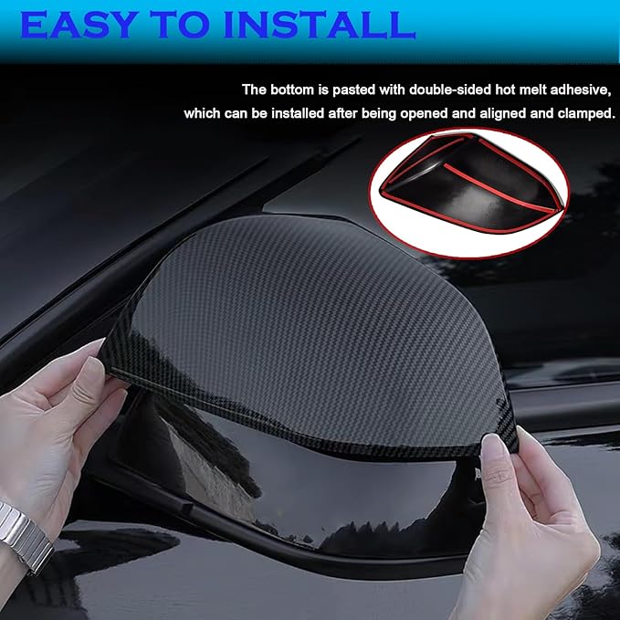YHCDSEA Rearview Mirror Guard Cover for Tesla Model Y, Side Mirror Cover Exterior Accessories fit for Model Y 2024 2023 2022 2021 (Matt Black)