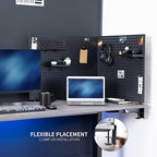 VIVO Steel Clamp-on Desk Pegboard, 60 x 24 inch Privacy Panel, Magnetic Peg Board, Office Accessory Organizer, Above or Below