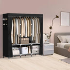 LOKEME Wardrobe Closet,Portable Closet for Bedroom Steel Pipe Diameter 19mm Strong and Sturdy Black Portable Closets for Hang