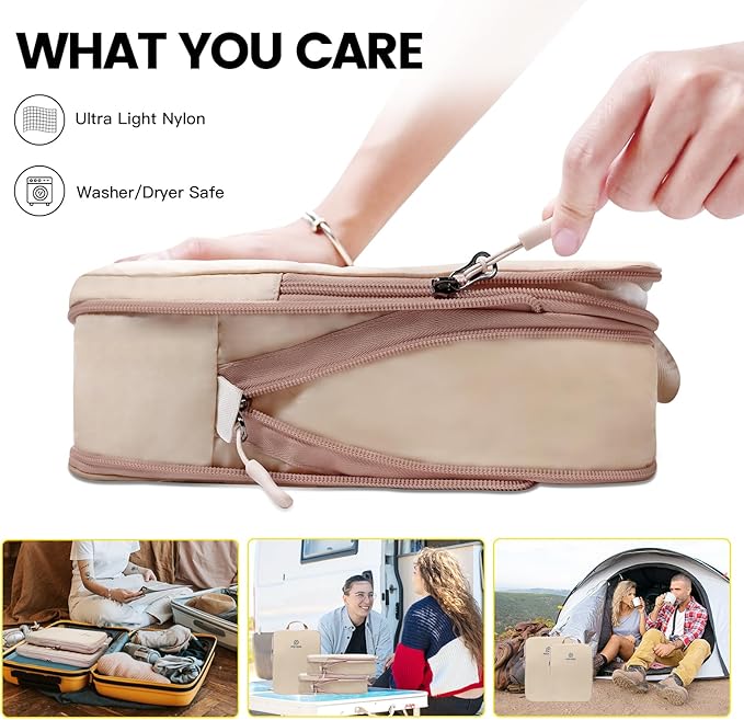 PFEYRPK Lightweight Compression Packing Cubes for Suitcases, Compressible Expandable Travel Packing Organizer with Clear Toil
