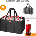 WONDAY Large Utility Tote Bag, Reusable Grocery Bags Collapsible Tote, Large Tote Bag With Handles Utility Tote Shopping Bags for Groceries, Storage, Picnic, Beach, Pool (Black)