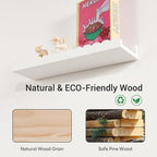 NEXHOME RPO Pine Wood Floating Shelves for Wall, 6-Pack 24 Inch Kids Nursery Book Shelves, Multi-Scene Wall Decor Solid Stora