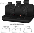 CAR PASS Luxury Faux Leather Rear Bench Car Seat Covers, Waterproof Anti Slip Back Seat Covers, Deluxe Automotive Backseat Co