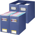 BALEINE File Organizer Box, Cardboard File Folder Organizer with Handle for Letter Size, Portable Collapsible Hanging Filing 