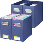 BALEINE File Organizer Box, Cardboard File Folder Organizer with Handle for Letter Size, Portable Collapsible Hanging Filing 