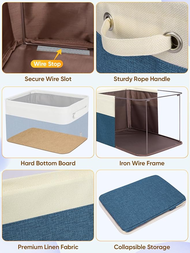 BALEINE 1 Pack Fabric Closet Storage Bins for Shelves, Linen Closet Organizers and Storage, Decorative Baskets for Organizing