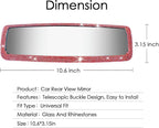 Bling Rhinestone Car Rear View Mirror - Crystal Diamond Decor for Women - Stylish Automotive Interior Accessory (Red)