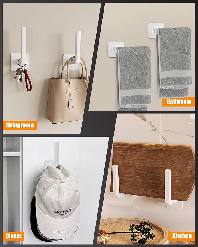 Hat Rack for Hat Storage (6-Pack), Multi-Purpose Hat Organizer, Strong Adhesive Hat Hooks for Wall Hat Organizer for Baseball