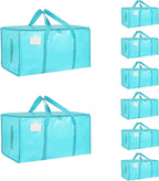8 Pack-Extra Large Heavy Duty Moving Bags - Waterproof Storage Totes with Handles & Zippers, Foldable for College Dorm, Stora