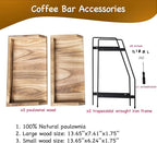 QUALLON Coffee Bar Accessories and Organizer, Coffee Station Organizer 2 Tier Bathroom Counter Organizer, Wood Coffee Tray, B