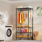 Ulif H4 Mini Portable Closet, 4 Tiers Freestanding Clothing Garment Rack for Small Space, Metal Clothes Wardrobe System for B