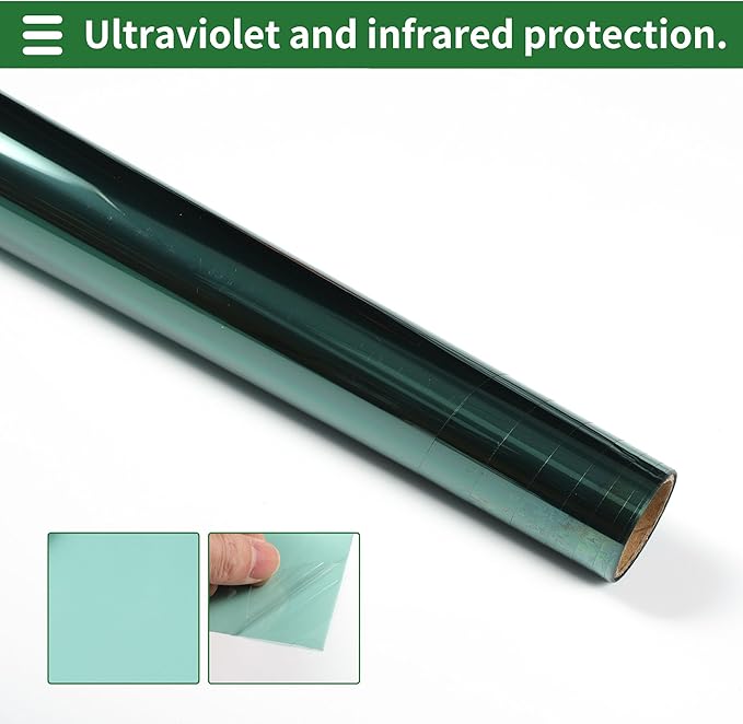 Motoforti Universal Car Window Tint Film Privacy Film 6.56 ft x 23.62 Inch Carbon 2PLY PET Green 1 Pc VLT 65% IRR 15% URV 47%