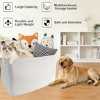 96L Large Blanket Basket,24"x16"x15"Rectangle Storage Bin with Handles,Woven Rope Laundry Basket for Toys, Clothes,Magazines,