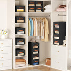 DIMJ Closet Organizers and Storage - Fabric Bins with Drawers for Closet Foldable Clothes Organizers with Clear Window, Stack