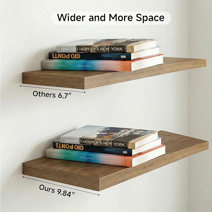 INHABIT UNION 47in Floating Shelves for Wall, Wall Mounted Shelves for Decor Storage Set of 2, Floating Shelf for Bedroom, Ba